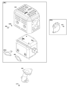 Exhaust Group Diagram and Parts List for 19N332-0001-H7 100000 - 19Z999 Briggs and Stratton Engine